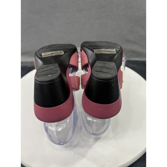 Clarks Strappy Slip On Sandals Women Size 7 Rose Mauve Leather Low Heel Comfort - Picture 14 of 15